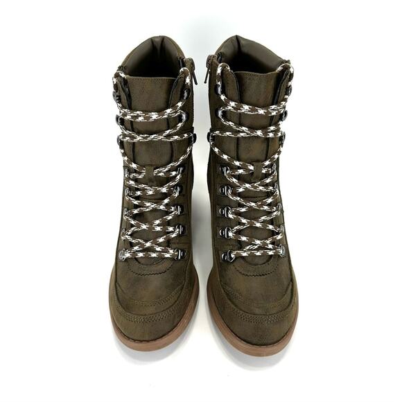 Carlos Santana Ardent Green Ankle Boot Sz 10 Faux Leather Block Heel Zip Closure - Picture 10 of 15